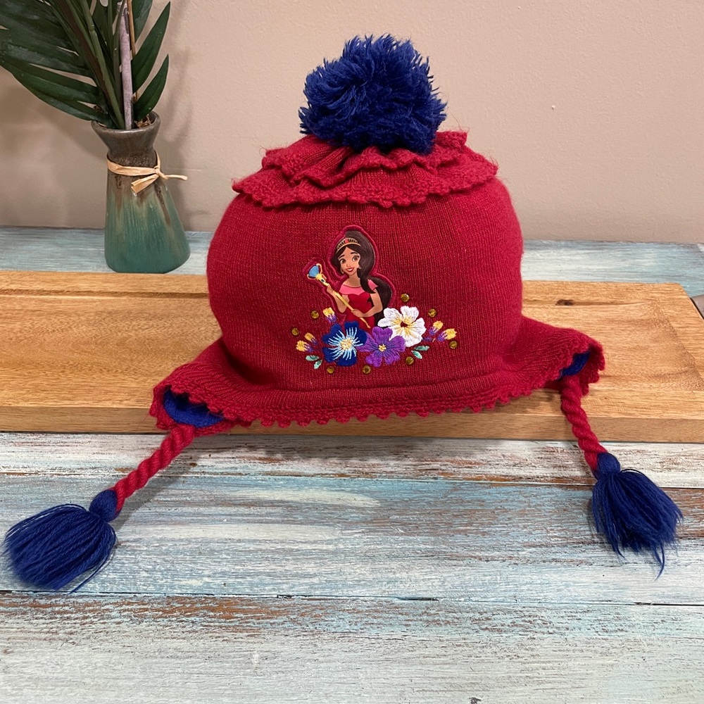 Elena Avalor Disney Pom Pom Ear Tassel Knit Hat Red XS/S (3-6)